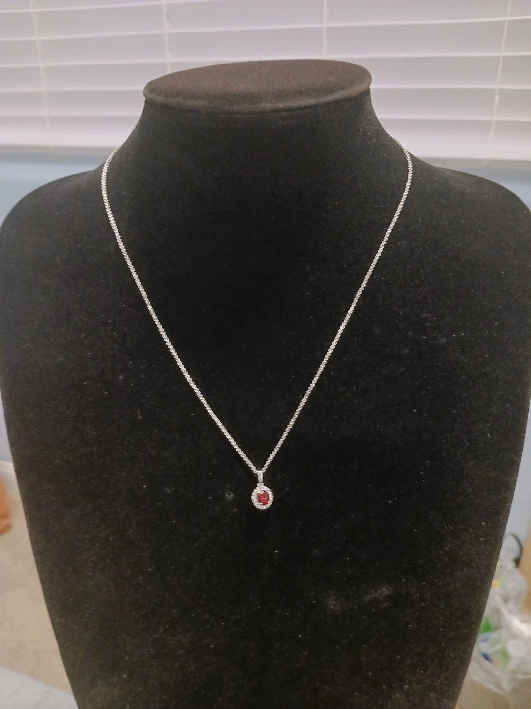 KAY Silver Diamond & Ruby Pendant Necklace