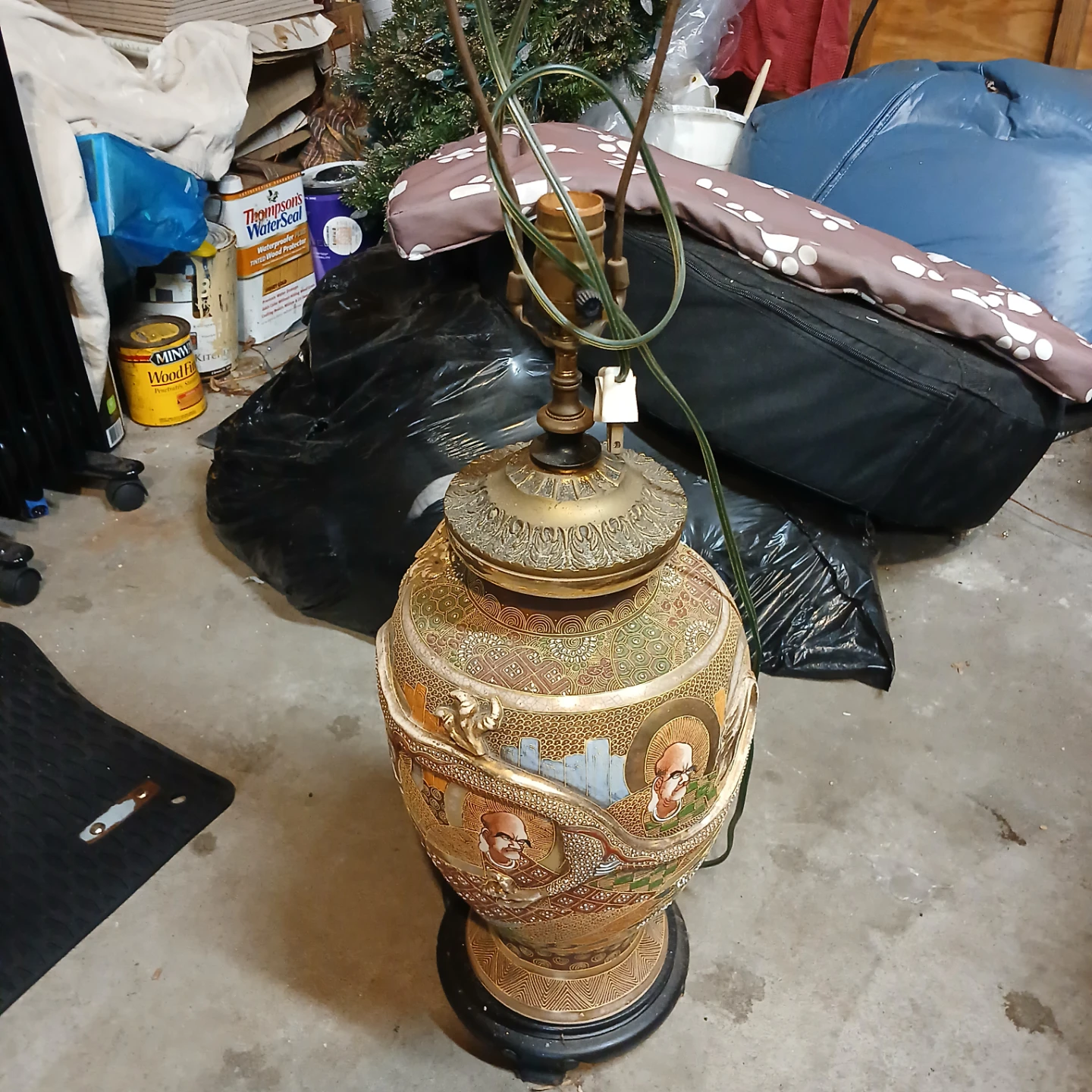 Vintage Satsuma Style Ceramic Table Lamp