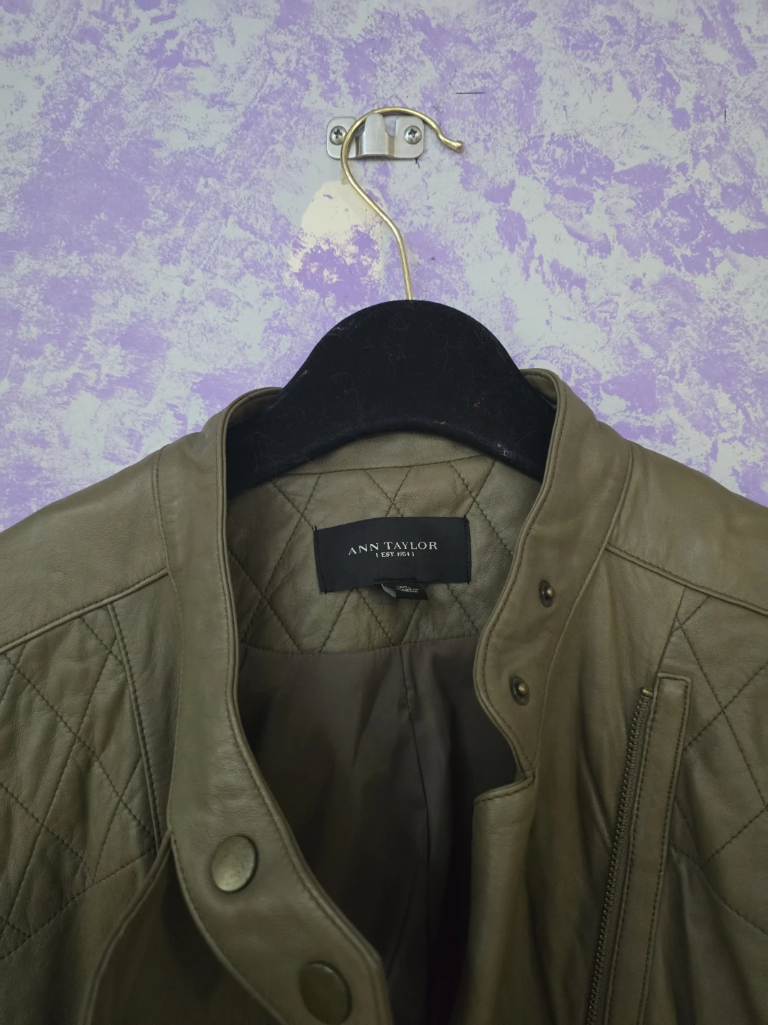 Ann Taylor Brown Genuine Leather Moto Jacket - photo 2