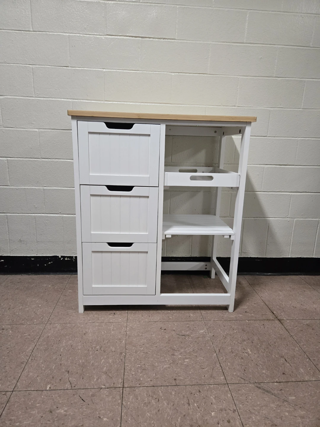 White Storage Cabinet Utility Island - 3 Drawers & Shelves - photo 2