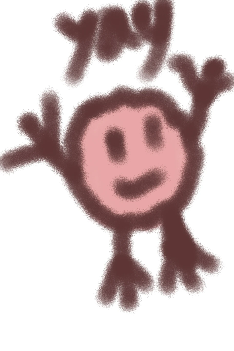 Drawing of a happy character saying yay