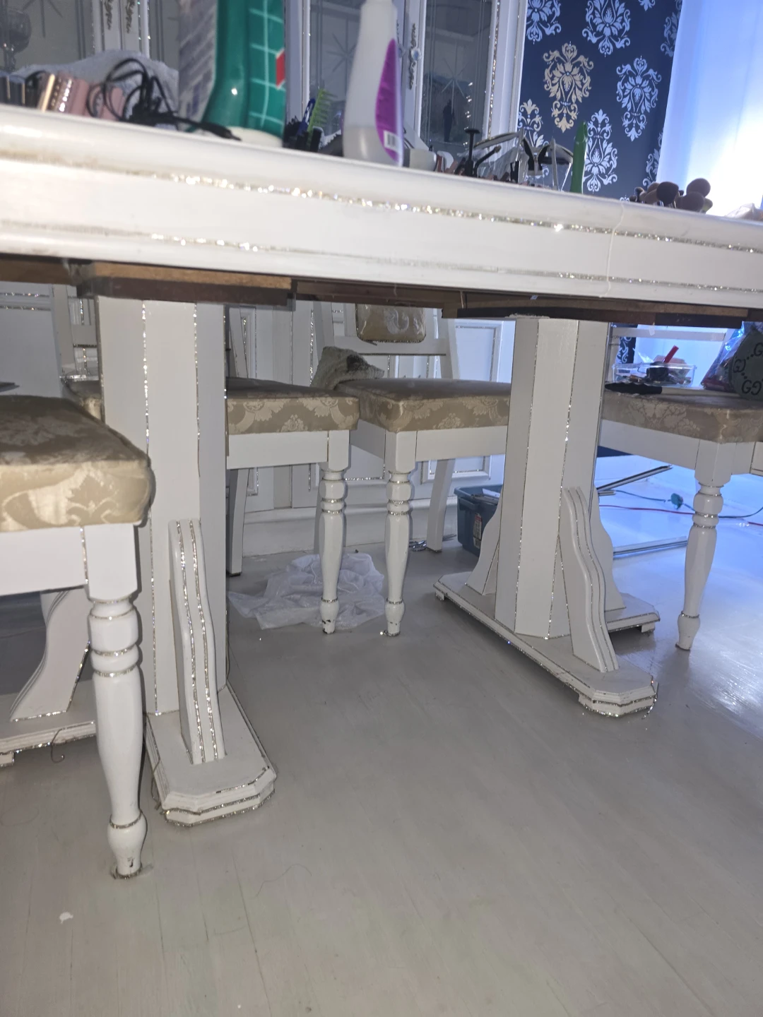 Crystal White Dining Set with Cabinet and Chairs - photo 2