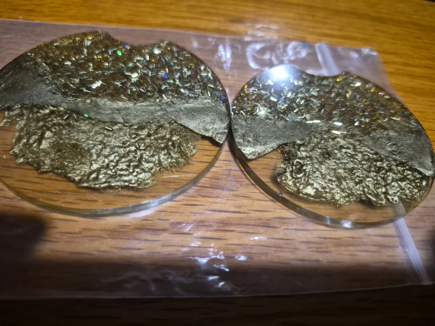 Gold Glitter Resin Coasters - Set of 2