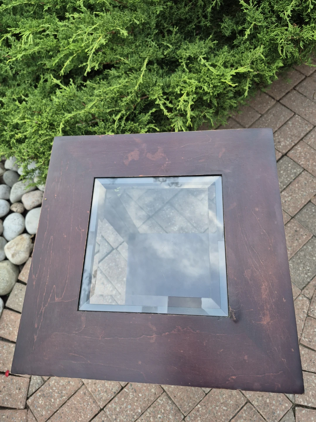 Dark Wood Accent Table with Glass Top - photo 3