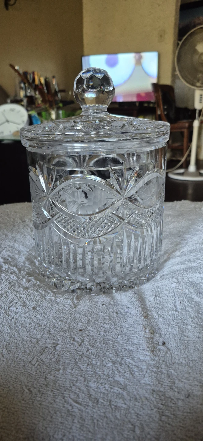 Crystal cut Glass Jar