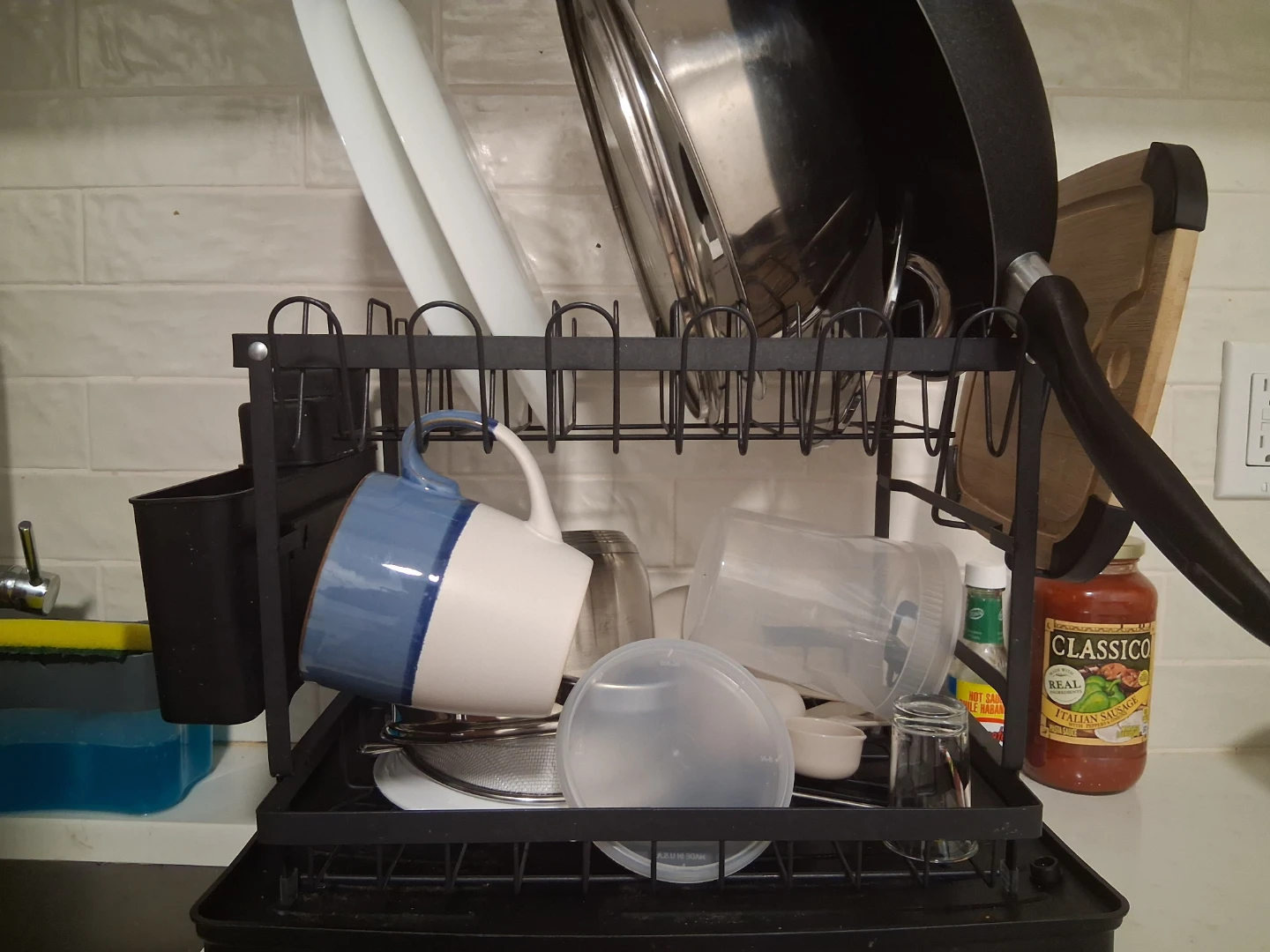 Black 2-Tier Dish Drying Rack with Utensil Holder - photo 2