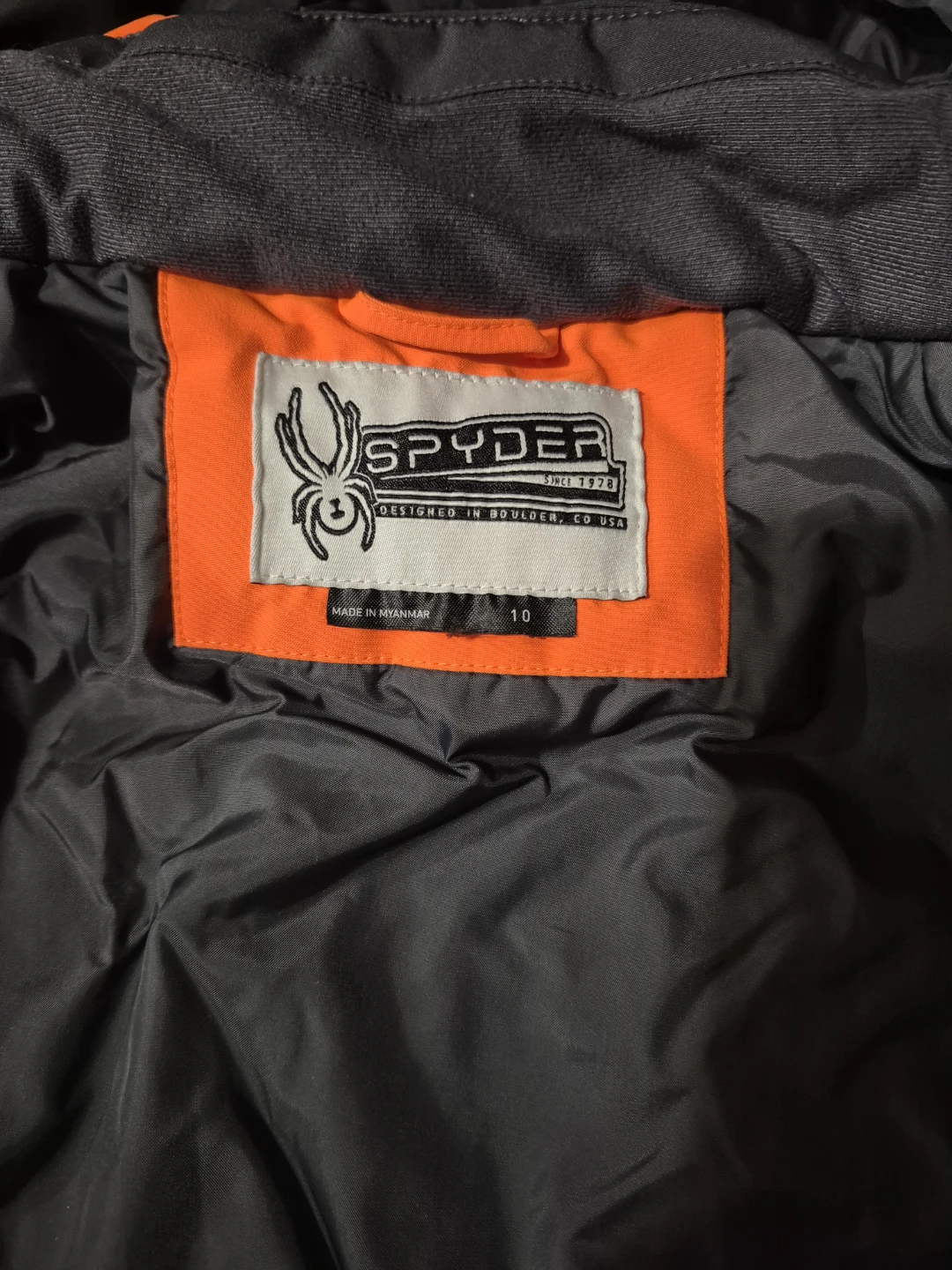 Spyder Orange and Black Hooded Ski Jacket Size 10 - photo 2