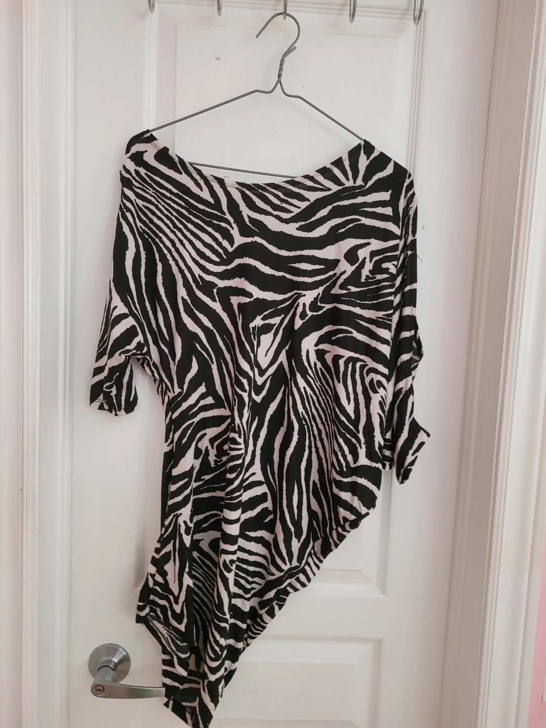 Zebra Print Asymmetrical Top