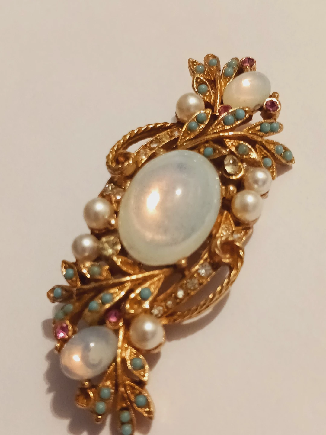Gorgeous Vintage Gemstones & Pearls Brooch - photo 4