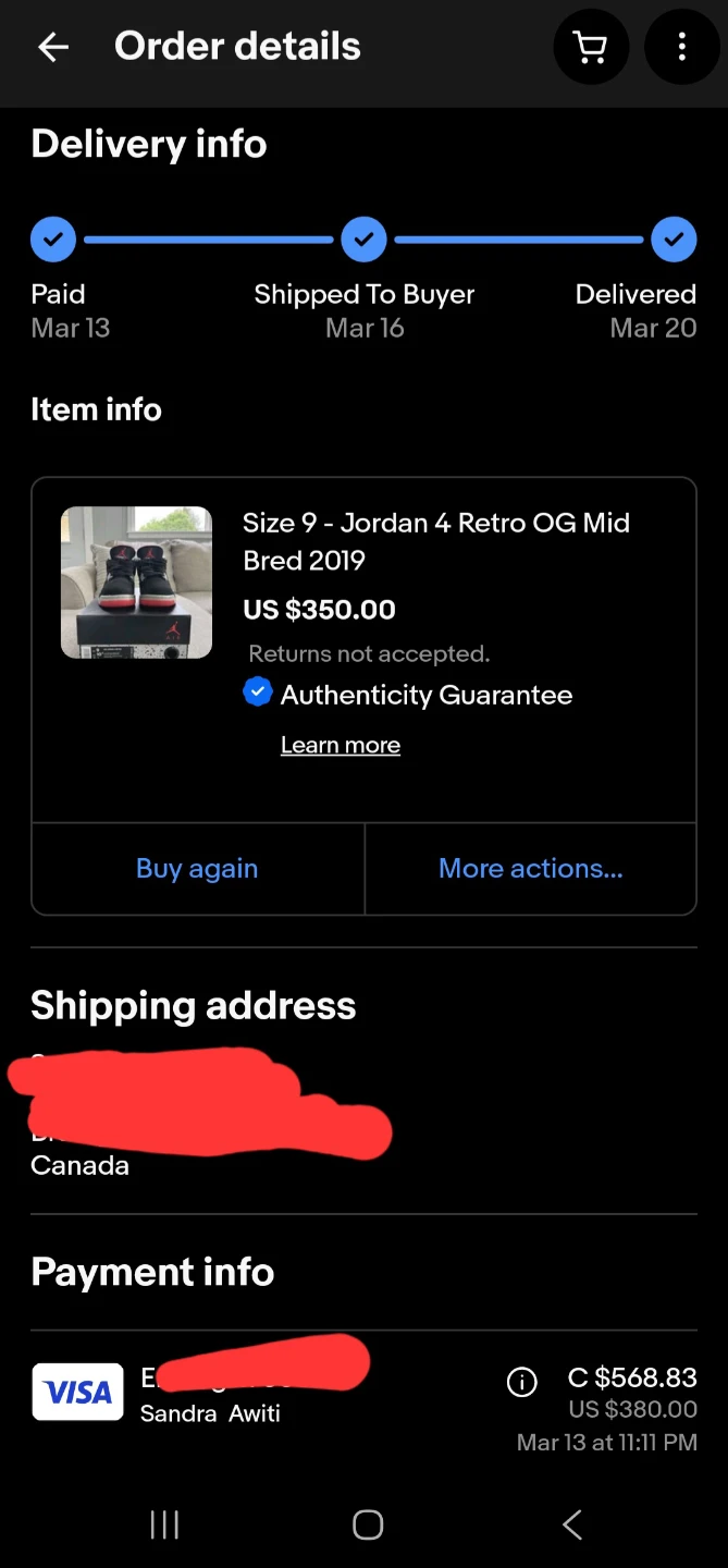 9 Men's Jordan OG Bred 4 NIKE (2019) - photo 4
