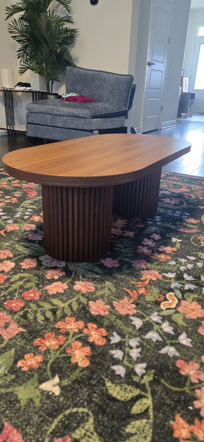 Wood Coffee Table with Fluted Base - photo 2