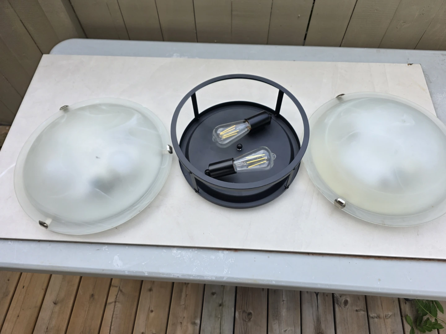 3 Flush Mount Ceiling Light Fixtures with Edison Bulbs