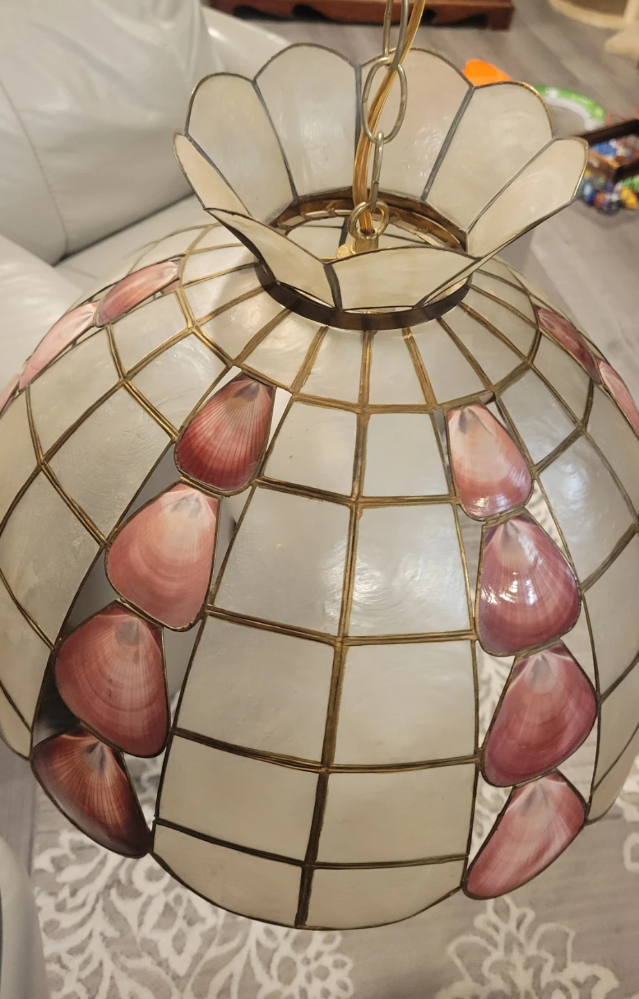 Just plug in!Vintage Capiz Shell Swag light. Coastal - photo 4