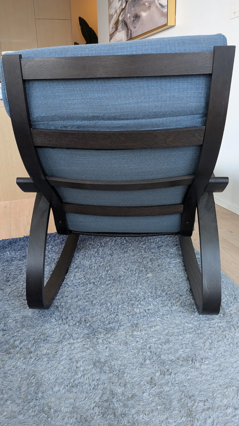 POÄNGA IKEA Armchair and footstool, dark blue, - photo 3