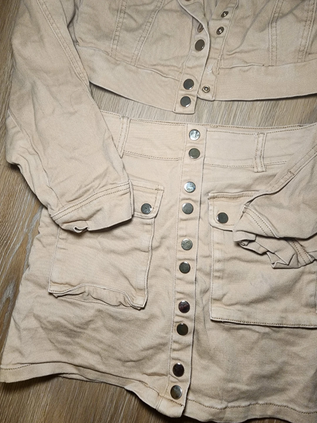 Fashion Nova Tan Denim Jacket and Skirt Set - photo 3