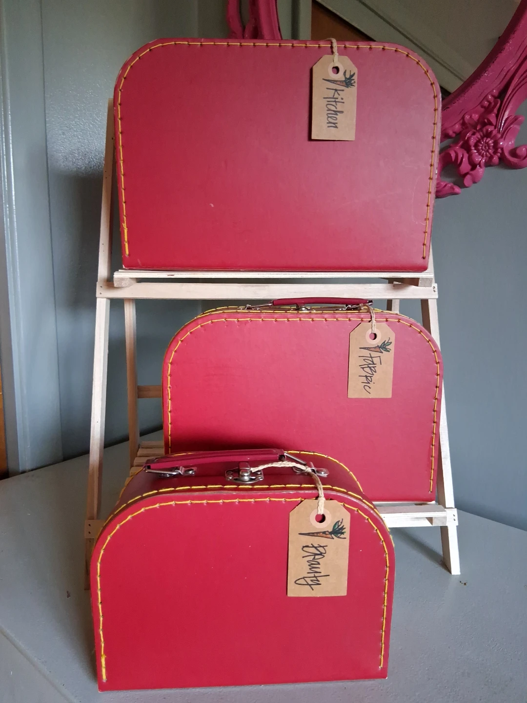 3 Red Decorative Suitcases 🥕 LOOT BAGS! 😎
