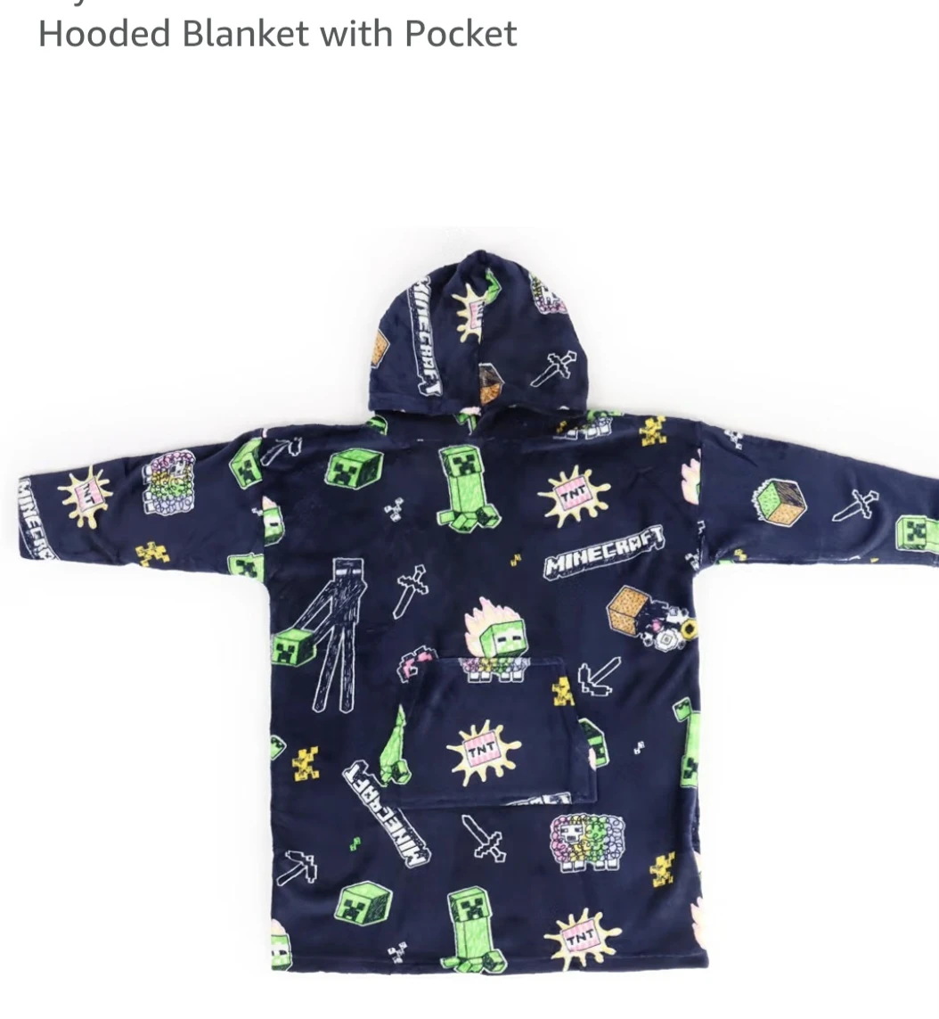 Minecraft Hooded Blanket with Pocket
