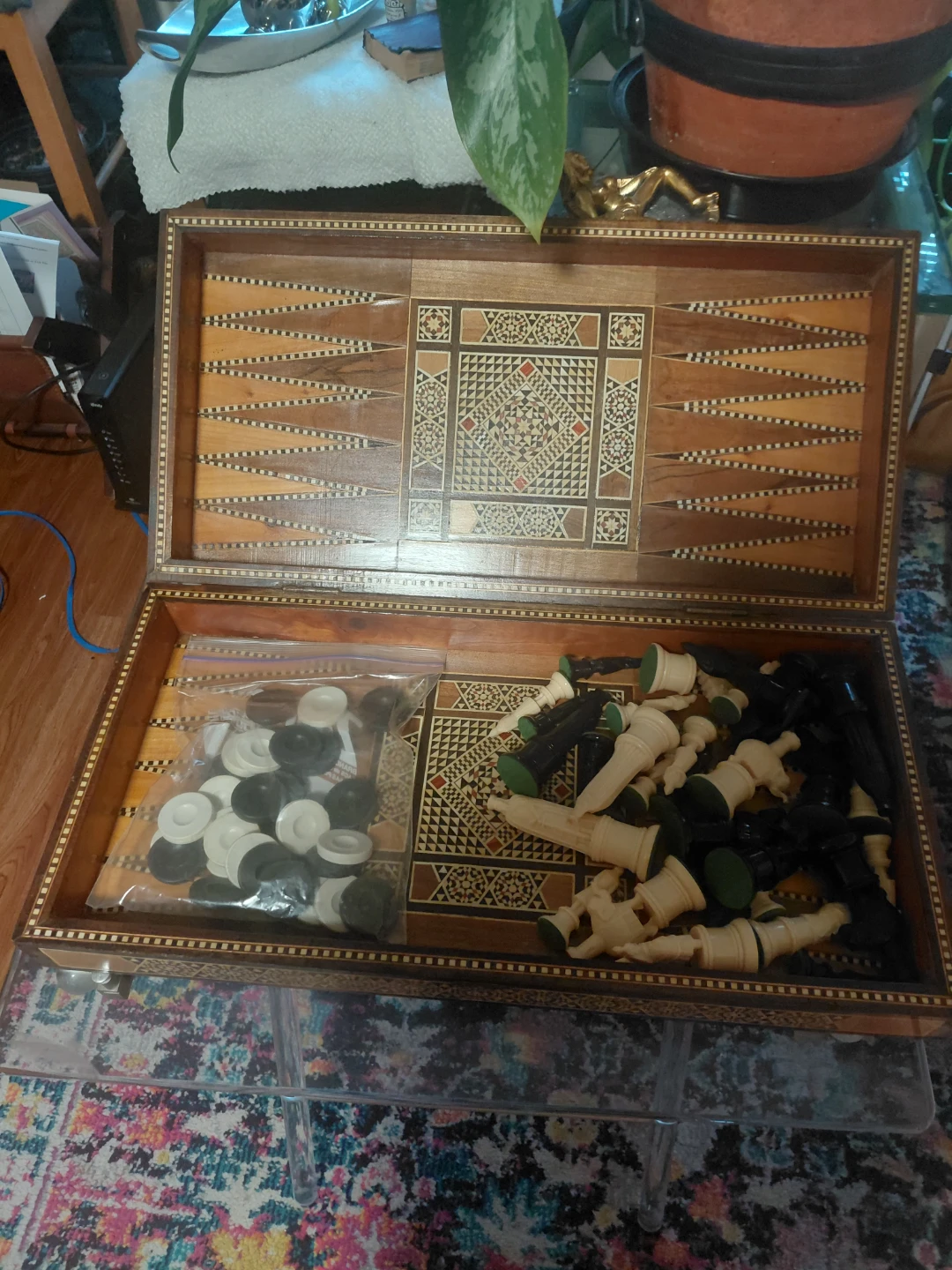 Vintage Chess and Checkers Set with Wooden Box - photo 2