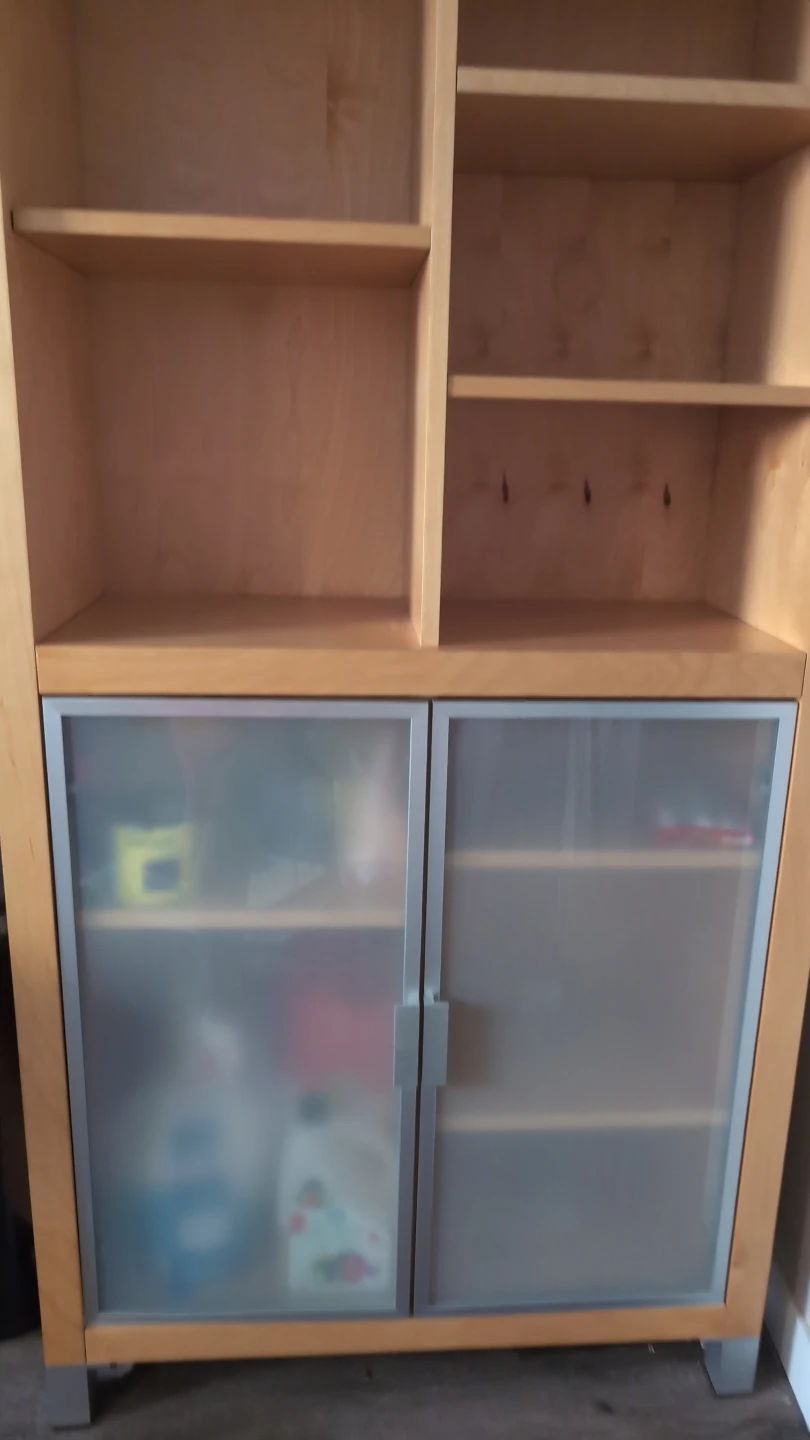 Tall Wooden Bookshelf with Cabinet - photo 2
