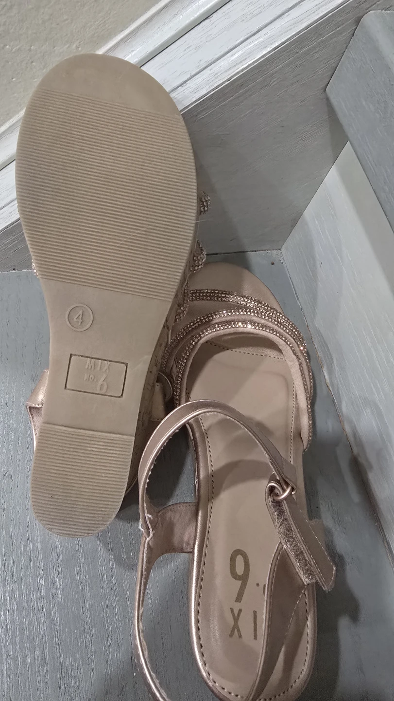 MIX. NO. 9 Rose Gold Wedge Sandals with Rhinestones - photo 5