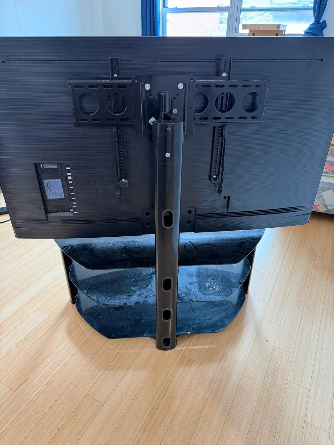 3 tier black glass TV Stand with Mount (selling ASAP) - photo 2