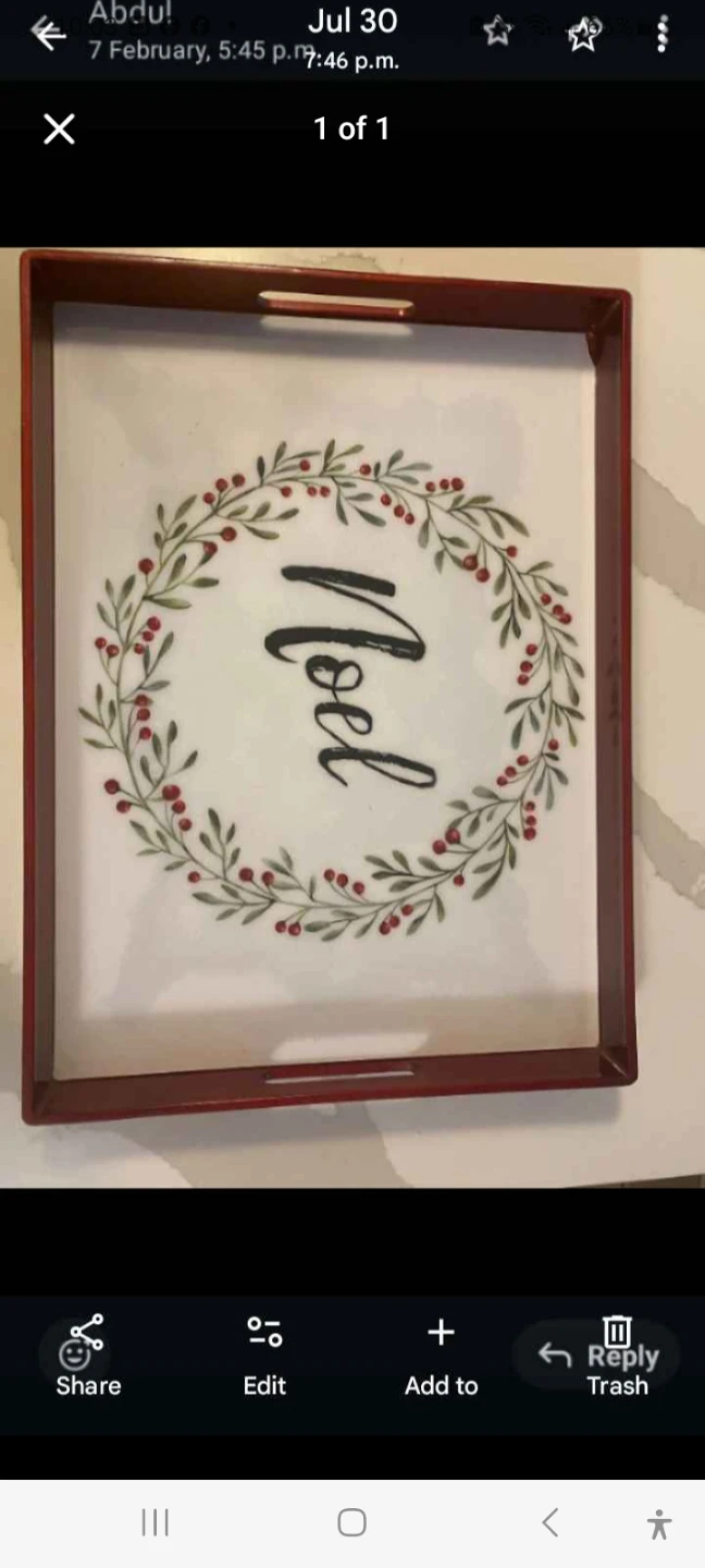 Christmas "Noel" Wreath Serving Tray