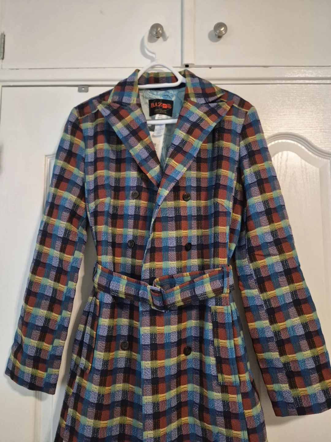 NEW Vintage Christian Lacroix Bazar Plaid Wool Trench Coat - photo 4