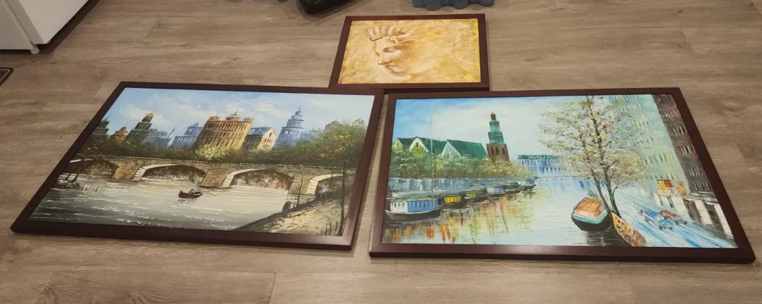 Framed Canvas Wall Art - European Cityscape & Bust