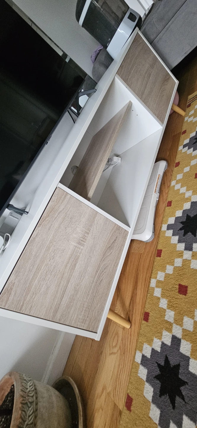 White and Wood TV Stand with Storage - photo 5