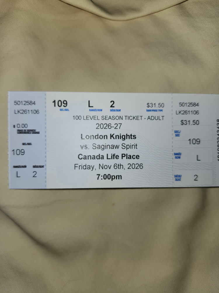 London Knights 100 Level Season Ticket - Adult