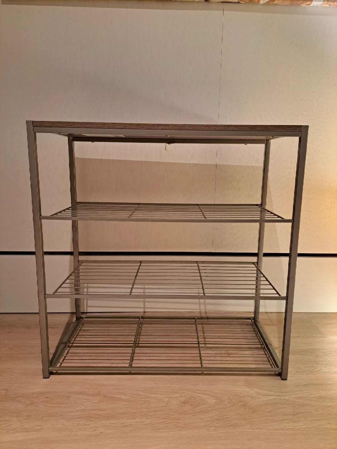 3-Tier Wire Shelf / Shoe Rack with Wood Top - photo 2