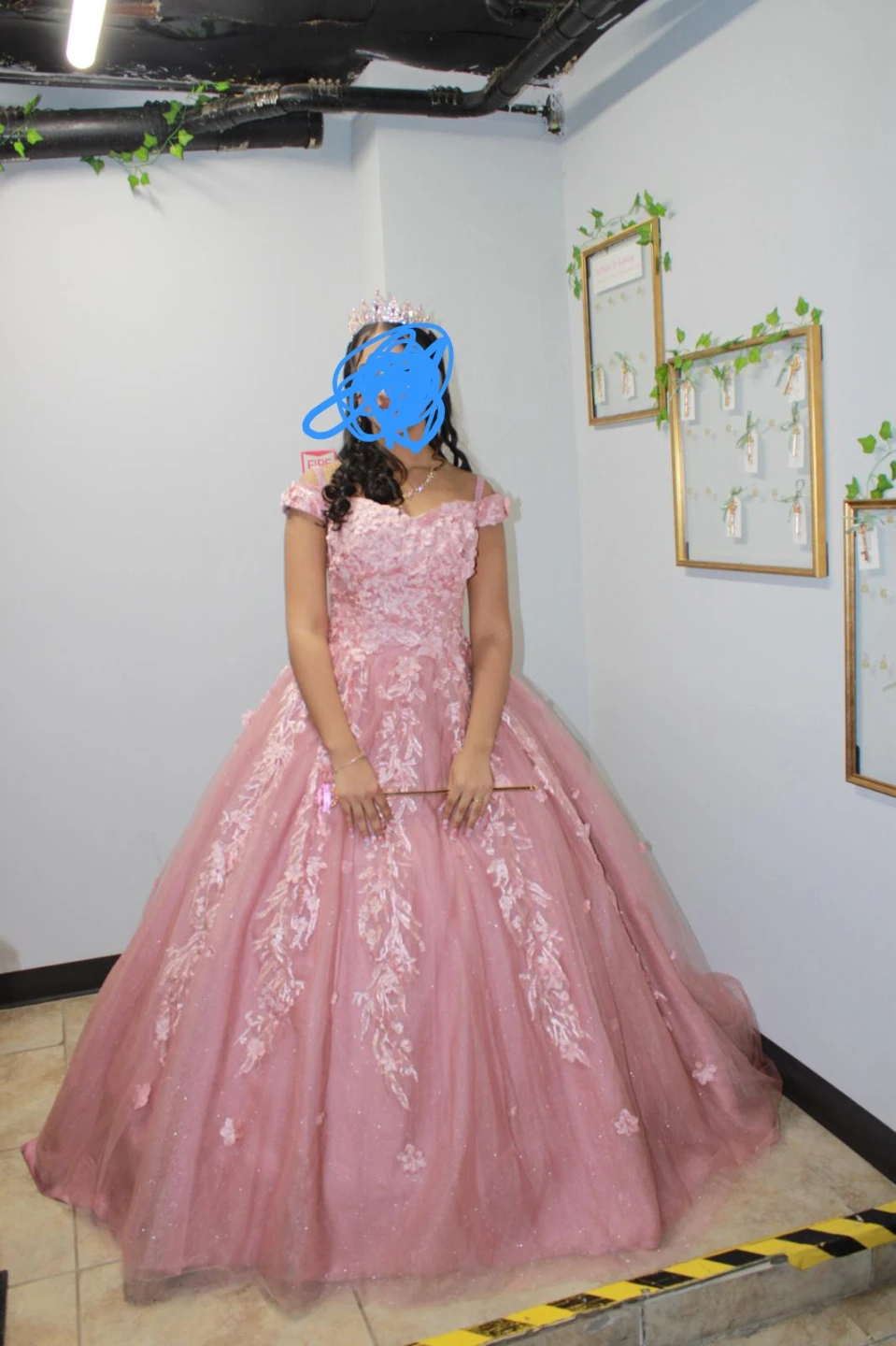 Pink Quinceañera Dress with Tiara
