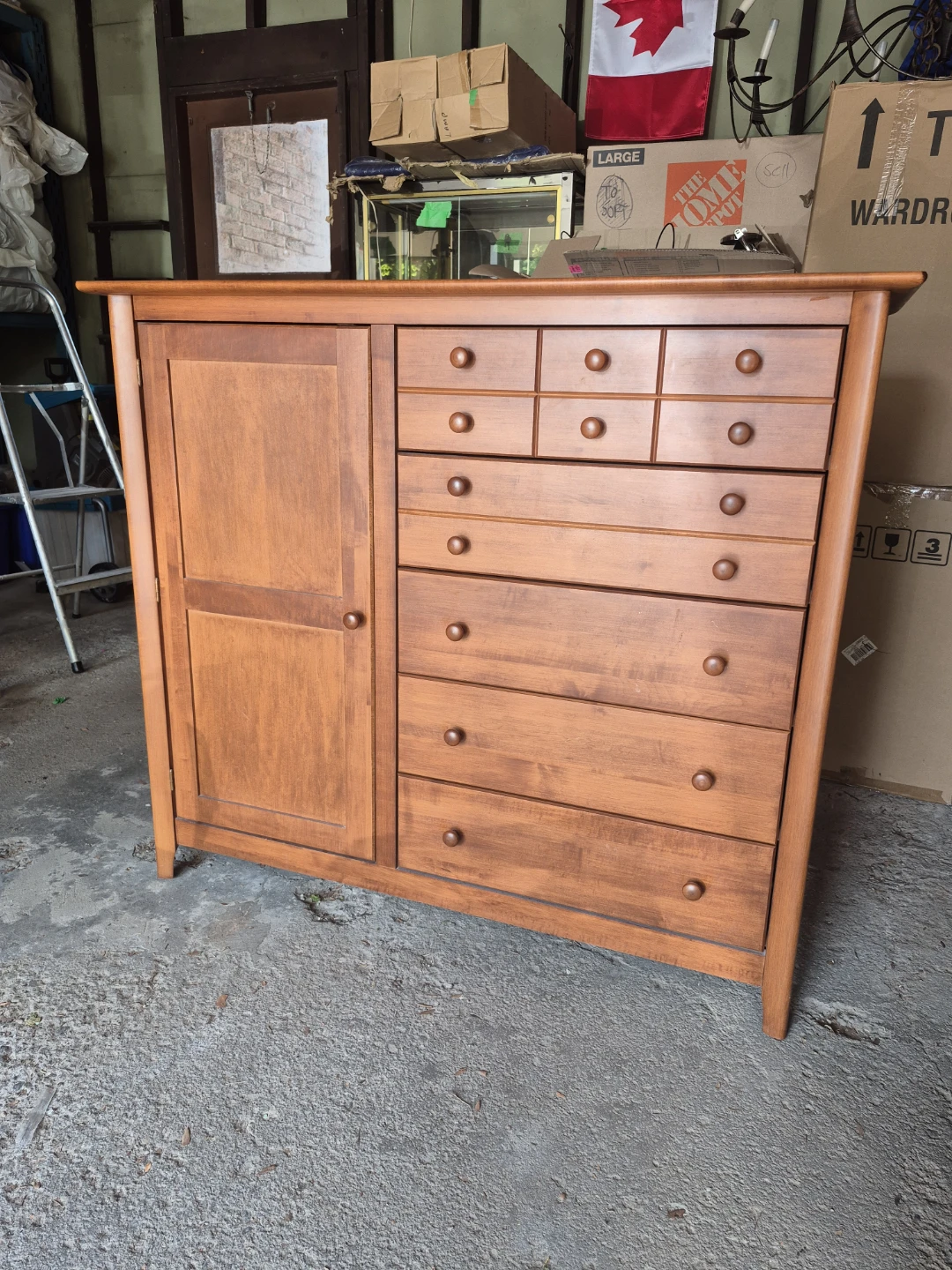 Wooden armoire with drawers