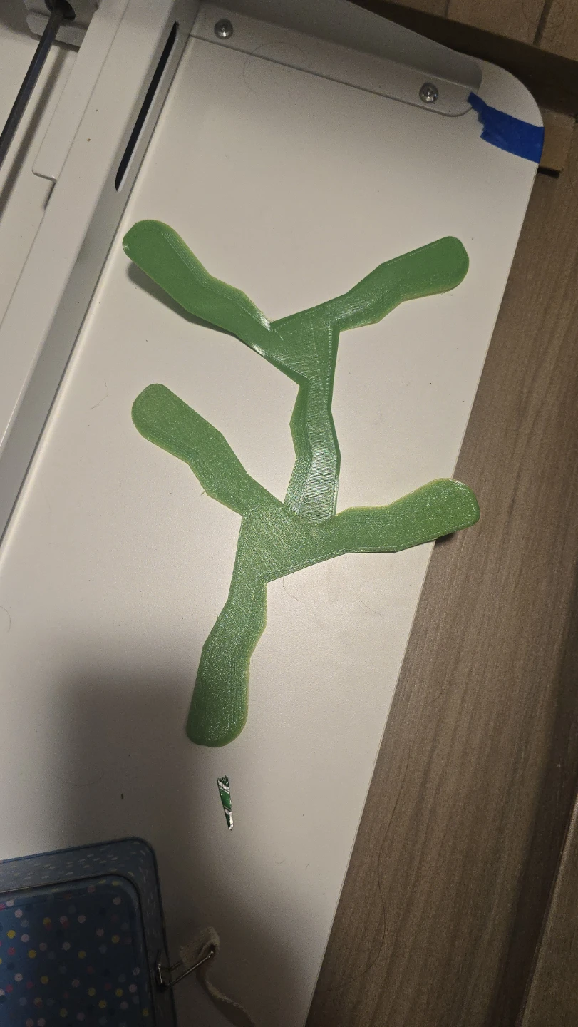 Green 3D Printed kids flexible boomerangs 🪃