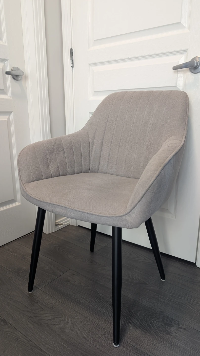 Pair of grey upholstered table height chairs - photo 2