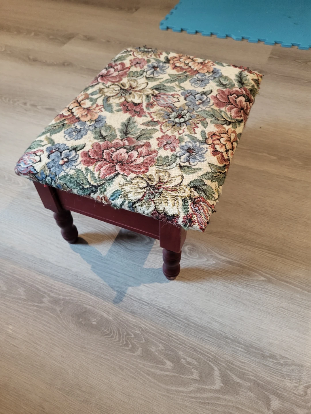 Antique Floral Footstool Ottoman