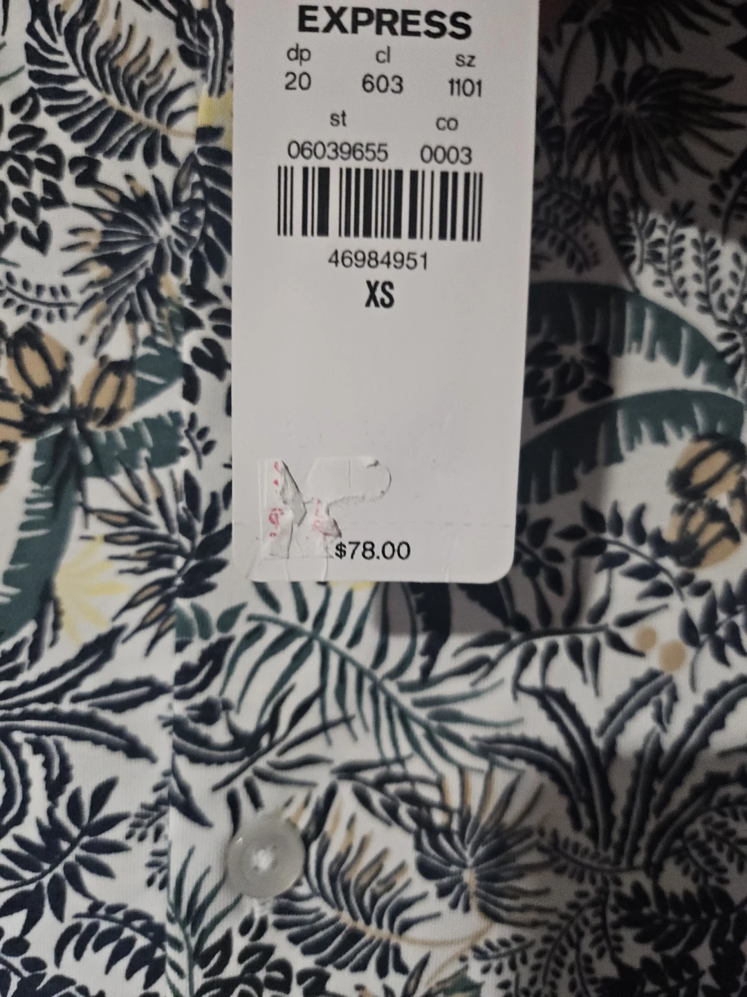 Express Men's Tropical Print Long Sleeve Button-Up Shirt - XS - photo 3