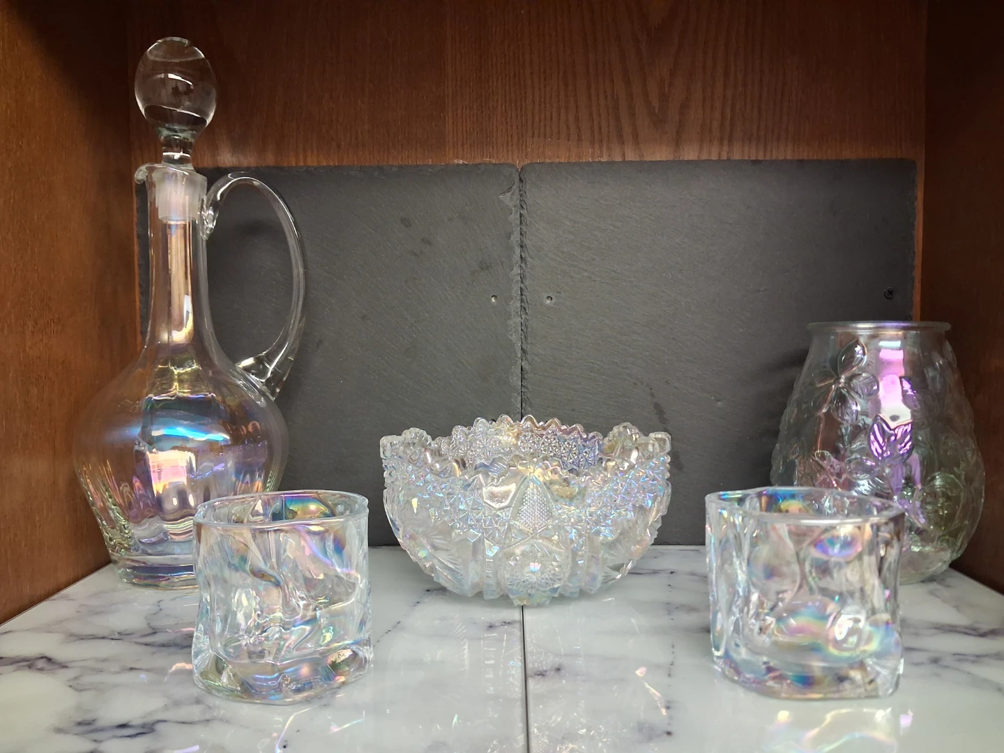 Iridescent Glass Decor Set