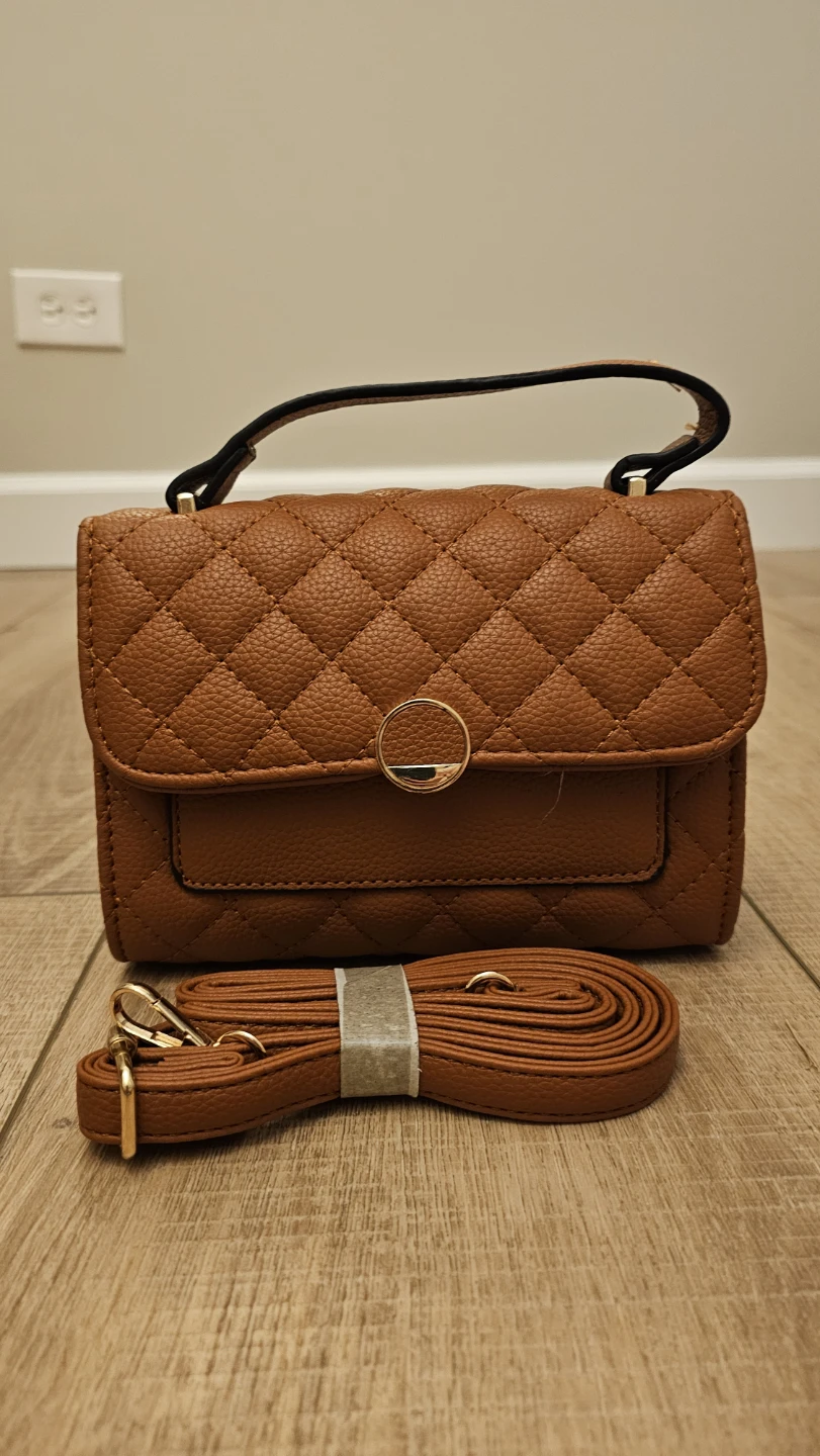 Quilted Brown Handbag with Strap