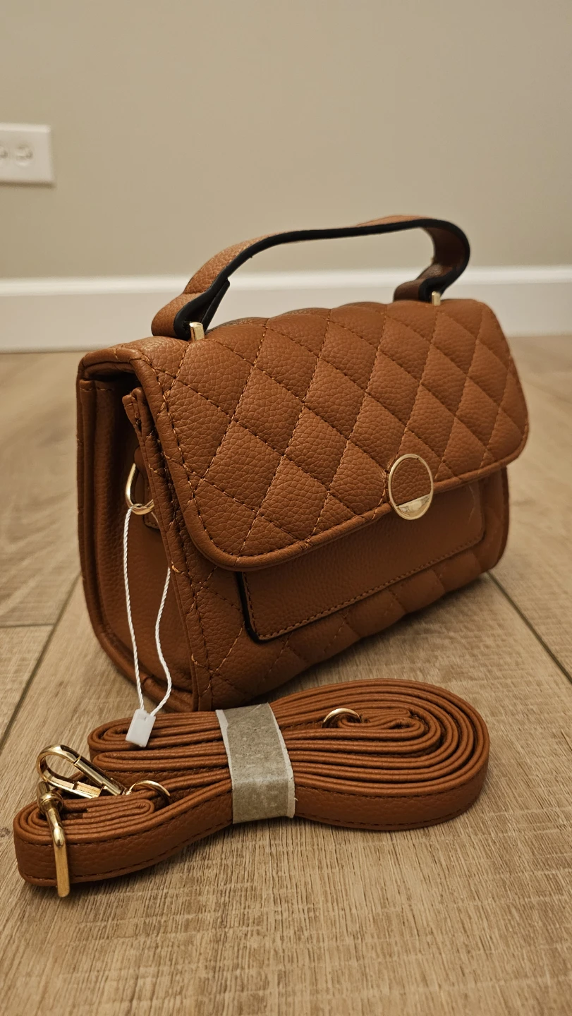 Quilted Brown Handbag with Strap - photo 2