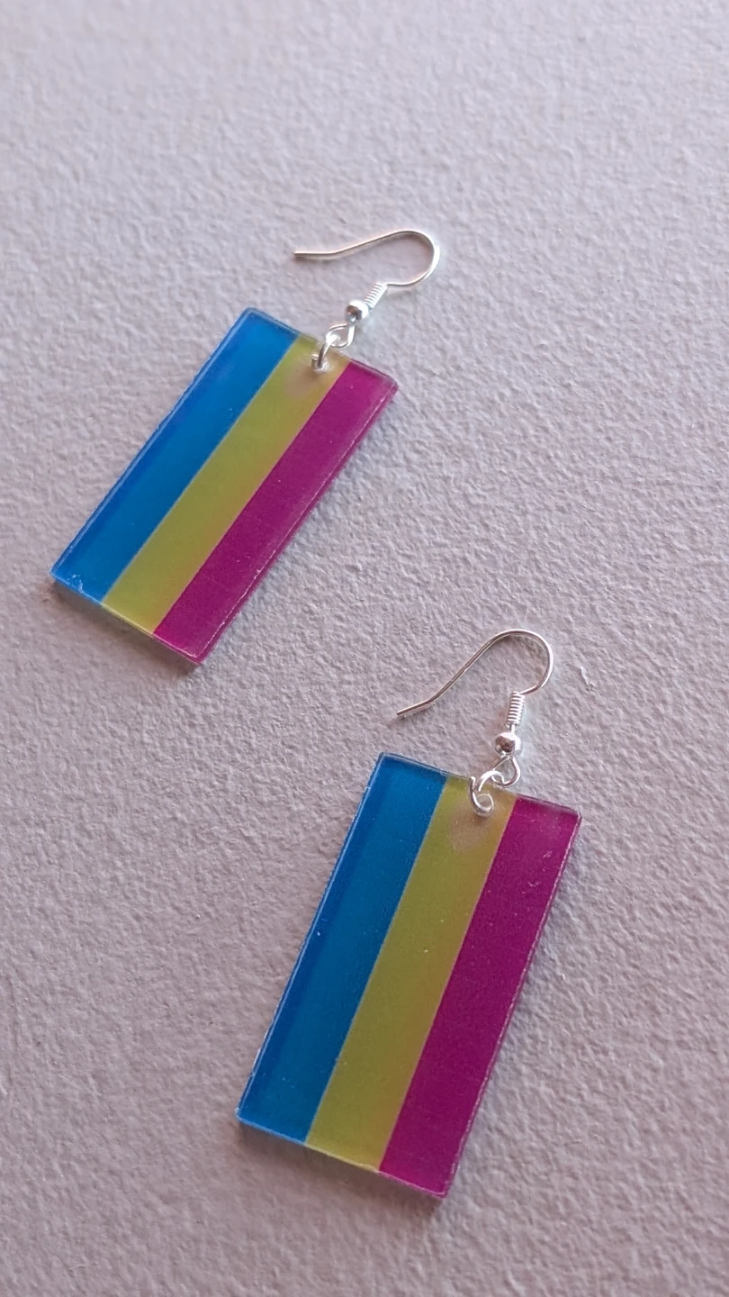 Pansexual Flag Rectangle Earrings