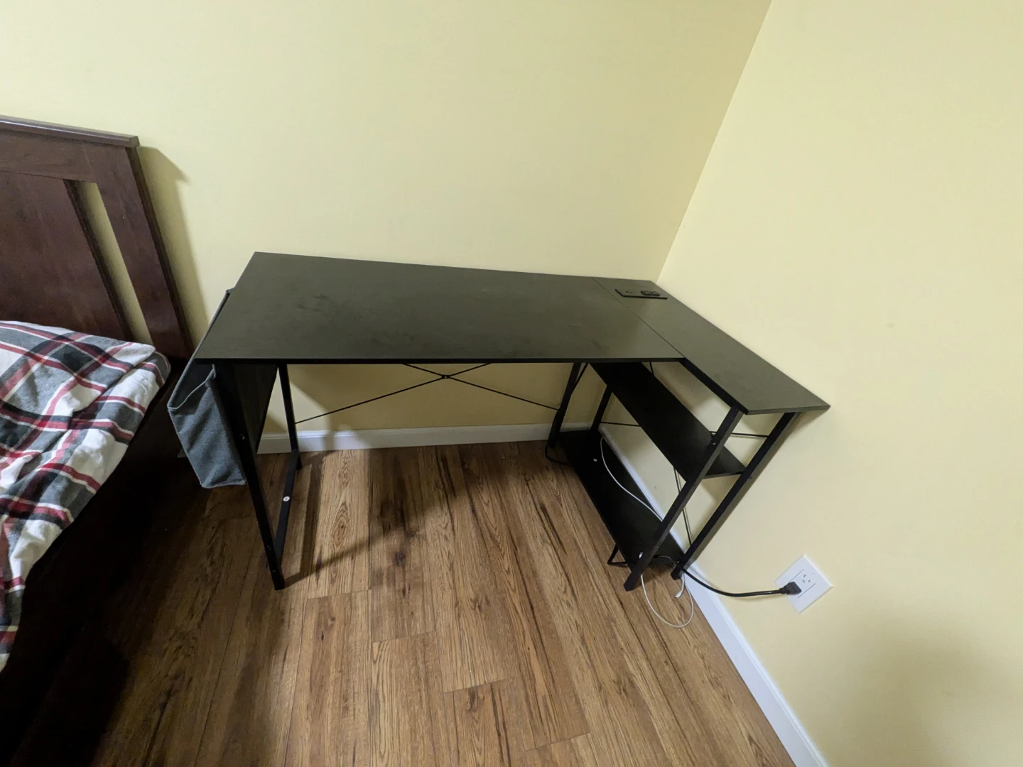 Black L-Shaped Desk with Shelves - photo 4