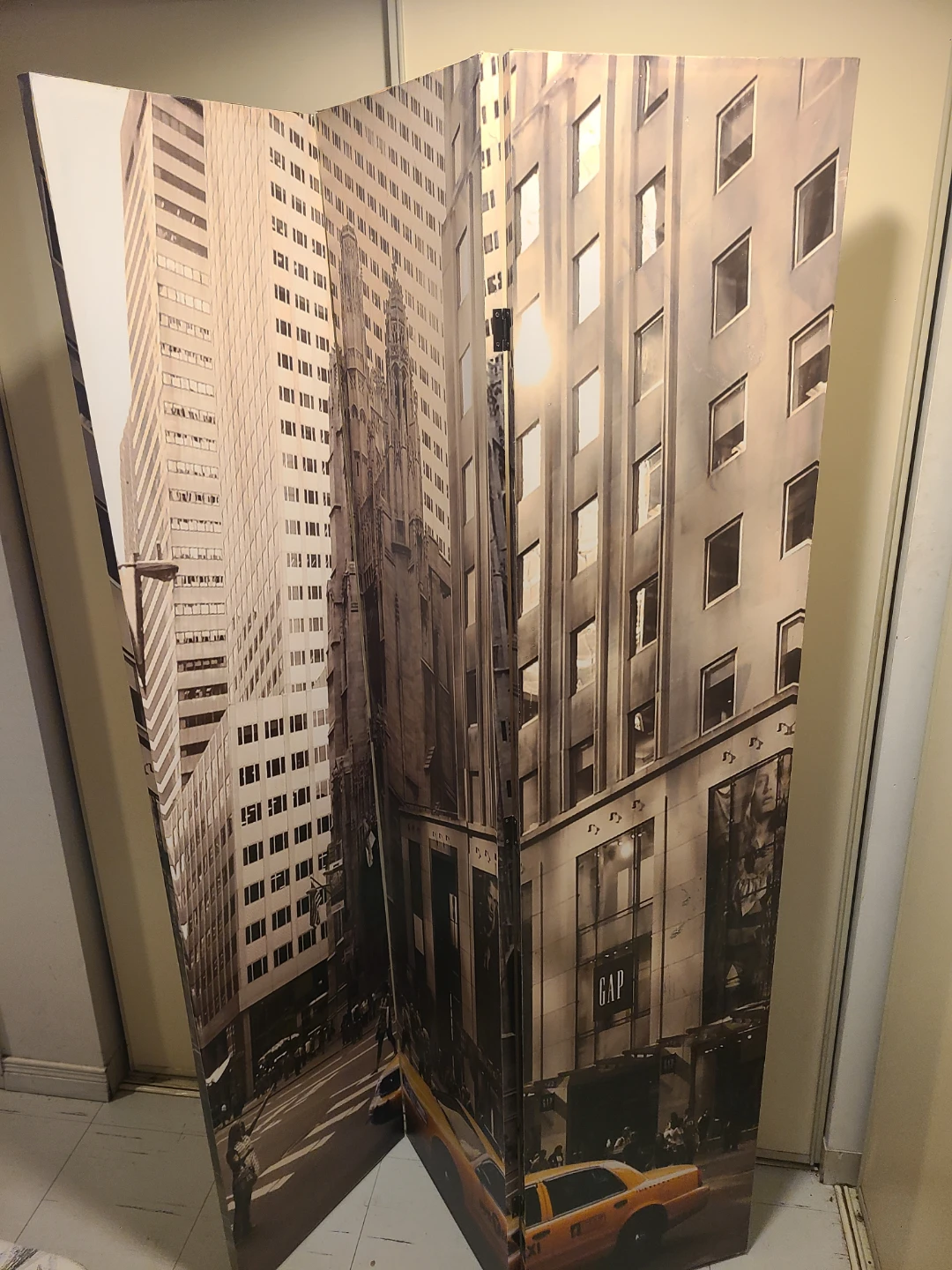 Decorative Room Divider - Cityscape Print