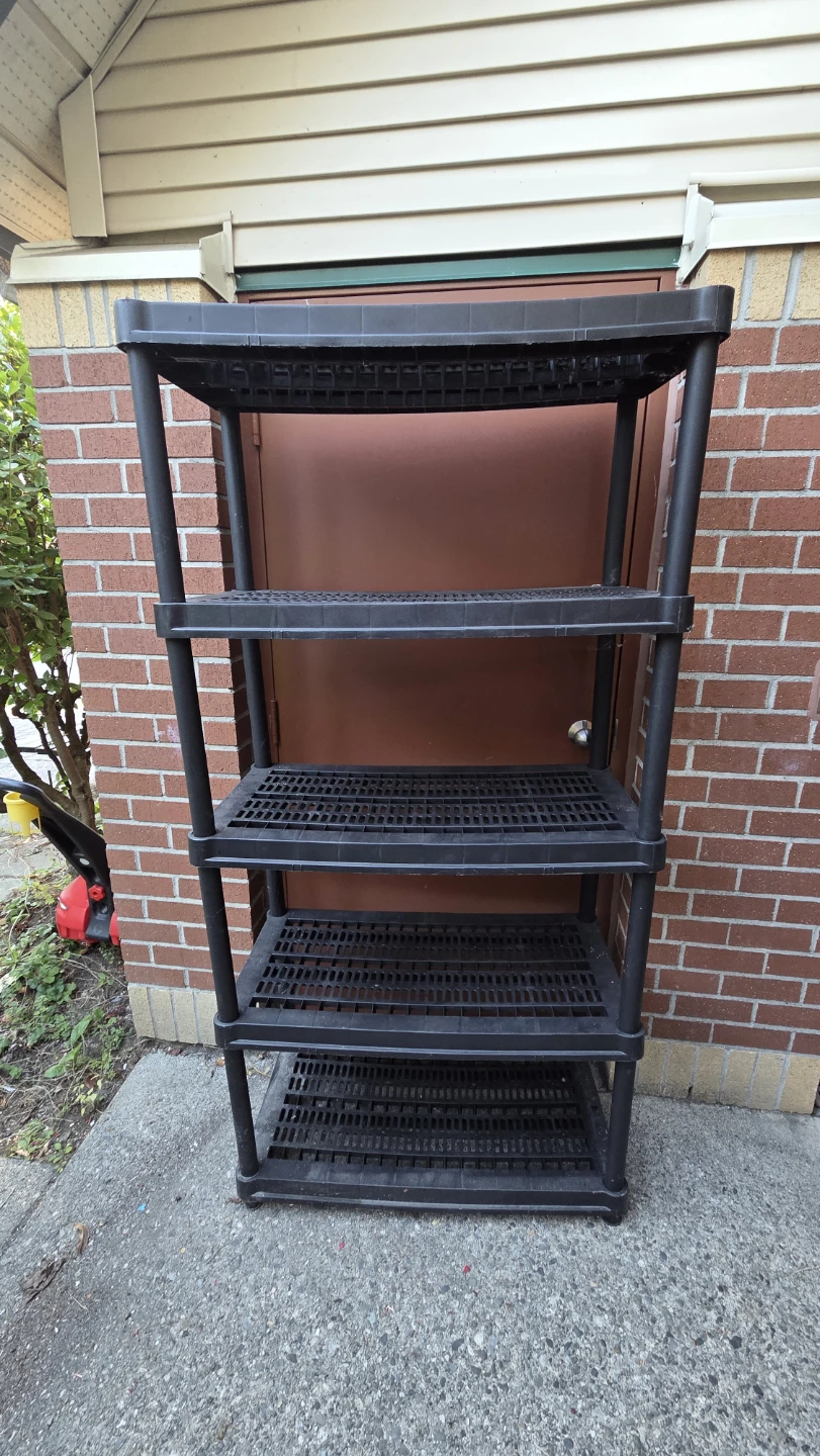 Black 5-Tier Plastic Storage Shelving Unit