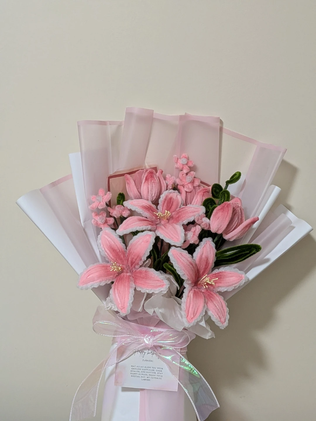 Nush blushie pink handmade beauty bouquet with pipe cleaners - photo 2