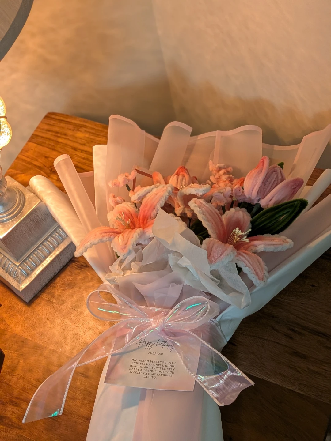Nush blushie pink handmade beauty bouquet with pipe cleaners - photo 3