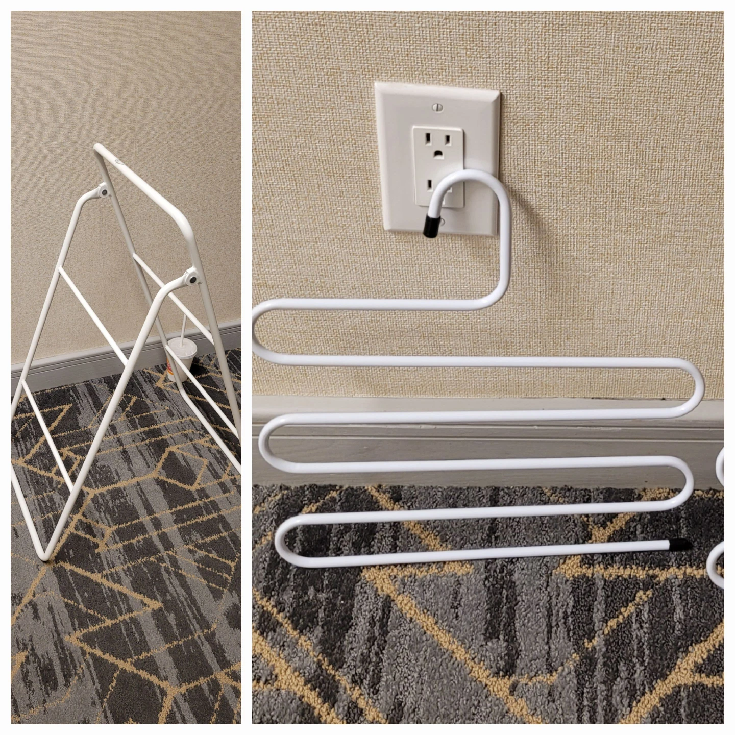 2 Hangers and 1 Clothes Towels Stand Rack white