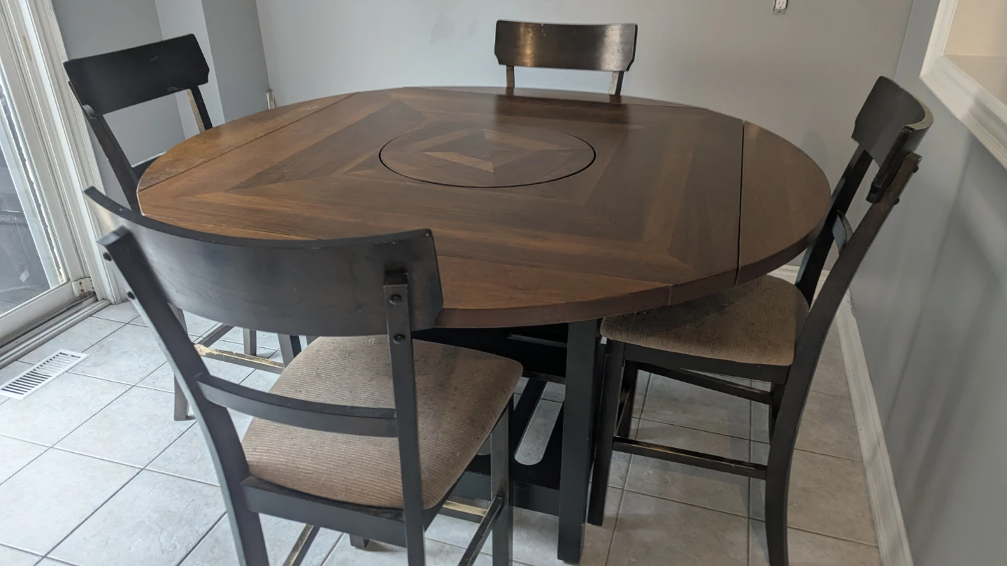 Extendable High Dining Table with Lazy Susan