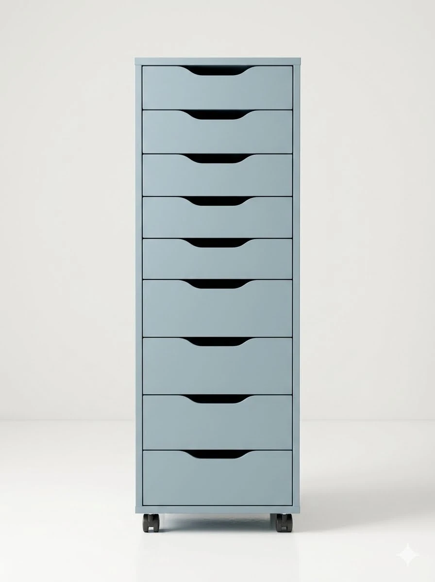 Grey 9-Drawer Rolling Cabinet Ikea alex excellent condition