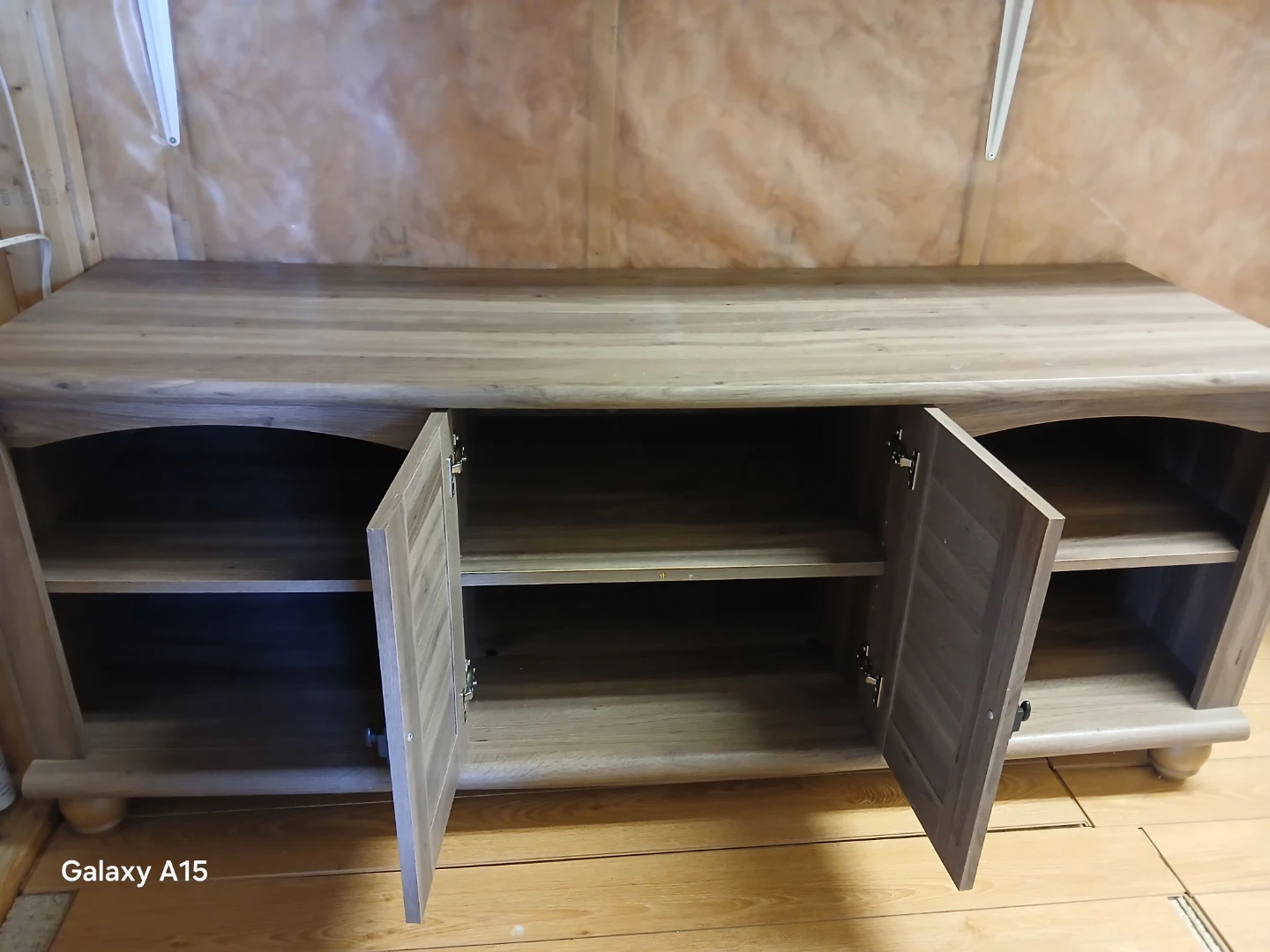 MOVING SALE - Wooden TV Stand with Cabinet Doors - photo 2